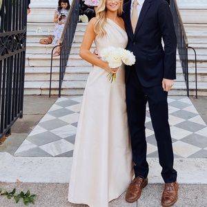 COPY - Alfred Sung Champagne One Shoulder Gown